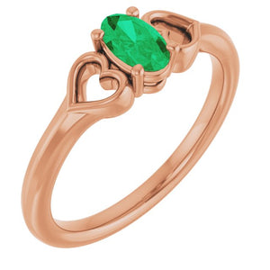 Lab-Grown Emerald Youth Heart Ring in 14K Gold, Silver & Platinum