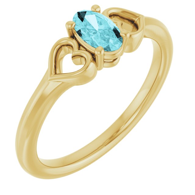 14K Gold Natural Mozambique Garnet Youth Heart Ring
