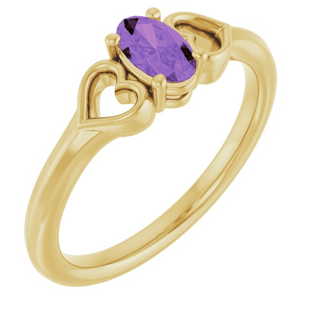 14K Gold Natural Mozambique Garnet Youth Heart Ring