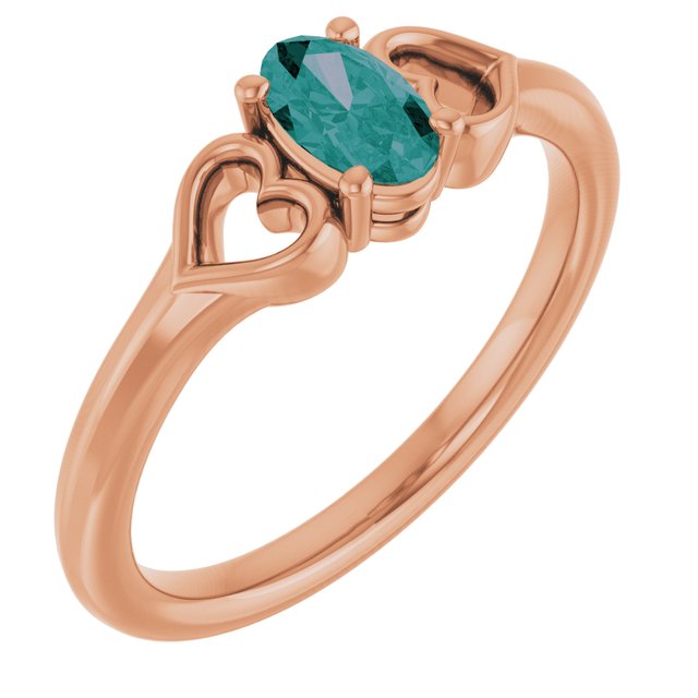 Lab-Grown Emerald Youth Heart Ring in 14K Gold, Silver & Platinum
