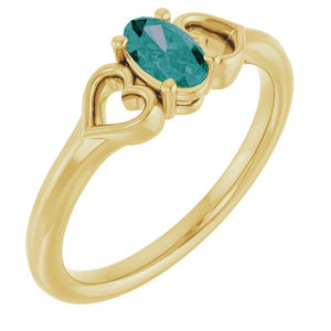 Lab-Grown Emerald Youth Heart Ring in 14K Gold, Silver & Platinum