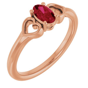 14K Gold Natural Mozambique Garnet Youth Heart Ring