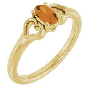 14K Gold Natural Mozambique Garnet Youth Heart Ring