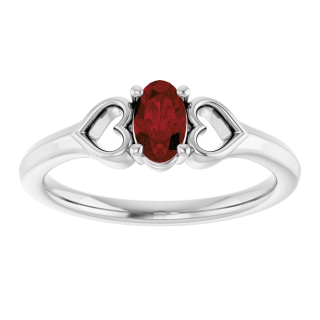 14K Gold Natural Mozambique Garnet Youth Heart Ring