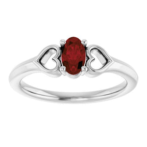 14K Gold Natural Mozambique Garnet Youth Heart Ring
