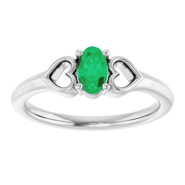 Lab-Grown Emerald Youth Heart Ring