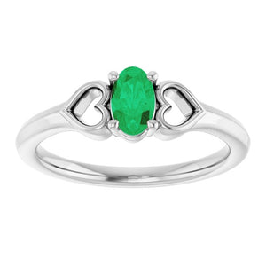 Lab-Grown Emerald Youth Heart Ring