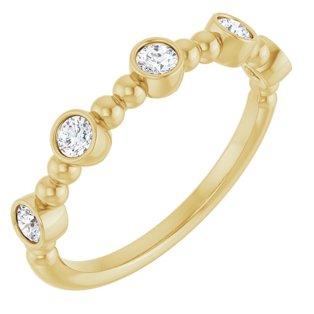 1/3 CTW Natural Diamond Stackable Beaded Ring in 14K Gold & Platinum