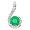 14K White Gold Natural Emerald & 1/6 CTW Diamond Pendant - Elegant Design