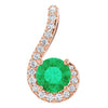 14K White Gold Natural Emerald & 1/6 CTW Diamond Pendant - Elegant Design