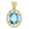 14K White Natural Aquamarine & 1/6 CTW Natural Diamond Pendant