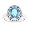 14K White Gold Oval Aquamarine & 1/5 CTW Natural Diamond Ring