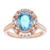 14K White Gold Oval Aquamarine & 1/5 CTW Natural Diamond Ring