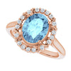 14K White Gold Oval Aquamarine & 1/5 CTW Natural Diamond Ring