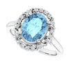 14K White Gold Oval Aquamarine & 1/5 CTW Natural Diamond Ring