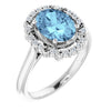 14K White Natural Aquamarine & 1/5 CTW Natural Diamond Ring