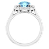 14K White Gold Oval Aquamarine & 1/5 CTW Natural Diamond Ring