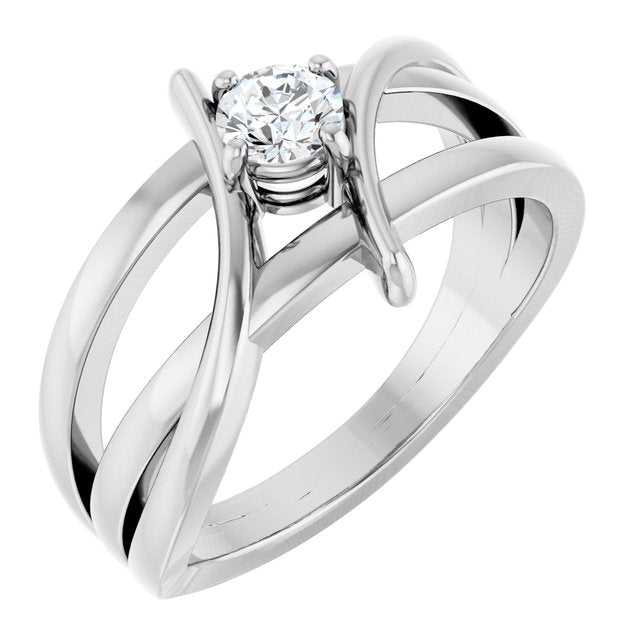 14K White 1/8 CT Natural Diamond Ring