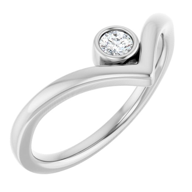 1/10 CTW Natural Diamond V Ring in 14K Gold & Platinum