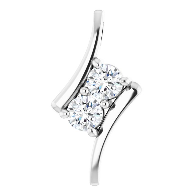 14K Gold Natural Diamond 2-Stone Pendant