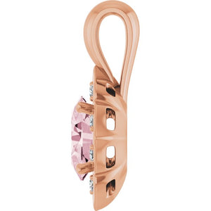 14K White Gold Oval Pink Morganite & .08 CTW Diamond Pendant