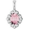 14K White Gold Oval Pink Morganite Pendant with Diamond Accents