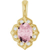 14K White Natural Pink Morganite & .08 CTW Natural Diamond Pendant