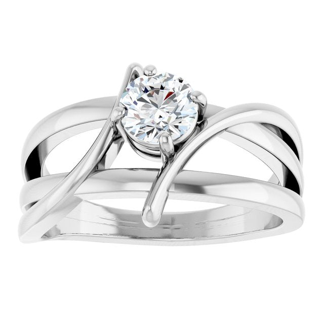 14K White 1/8 CT Natural Diamond Ring