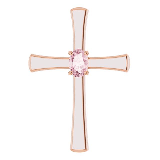 14K Rose Natural Morganite Cross Pendant