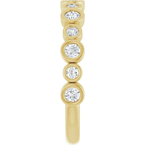 14K Rose Gold 1/2 CTW Diamond Anniversary Ring with Asscher Cut Stones