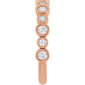 14K Rose Gold 1/2 CTW Diamond Anniversary Ring with Asscher Cut Stones