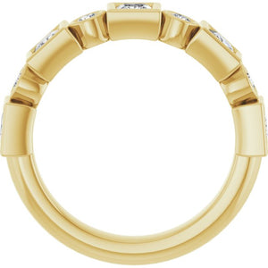 14K Rose Gold 1/2 CTW Diamond Anniversary Ring with Asscher Cut Stones