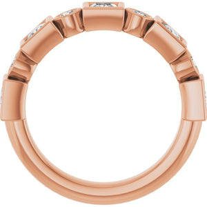 14K Rose Gold 1/2 CTW Diamond Anniversary Ring with Asscher Cut Stones