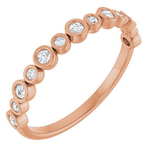 14K Rose Gold 1/2 CTW Diamond Anniversary Ring with Asscher Cut Stones