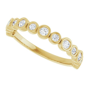 14K Rose Gold 1/2 CTW Diamond Anniversary Ring with Asscher Cut Stones