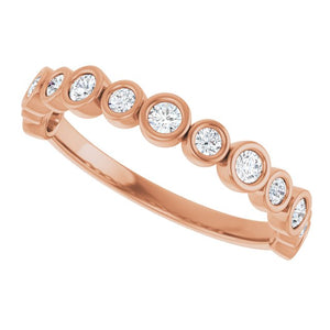 14K Rose Gold 1/2 CTW Diamond Anniversary Ring with Asscher Cut Stones