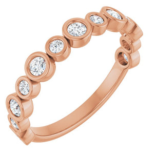 14K Rose Gold 1/2 CTW Diamond Anniversary Ring with Asscher Cut Stones