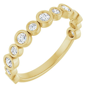 14K Rose Gold 1/2 CTW Diamond Anniversary Ring with Asscher Cut Stones