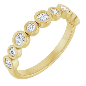 14K Rose Gold 1/2 CTW Diamond Anniversary Ring with Asscher Cut Stones