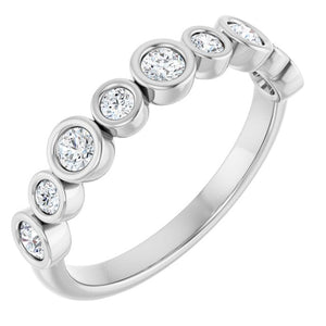 14K Rose Gold 1/2 CTW Diamond Anniversary Ring with Asscher Cut Stones
