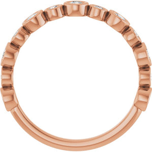 14K Rose Gold 1/2 CTW Diamond Anniversary Ring with Asscher Cut Stones