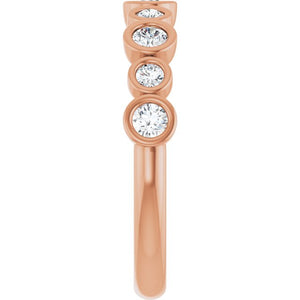 14K Rose Gold 1/2 CTW Diamond Anniversary Ring with Asscher Cut Stones