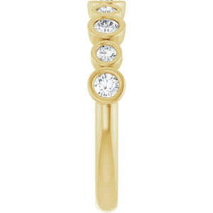 14K Rose Gold 1/2 CTW Diamond Anniversary Ring with Asscher Cut Stones