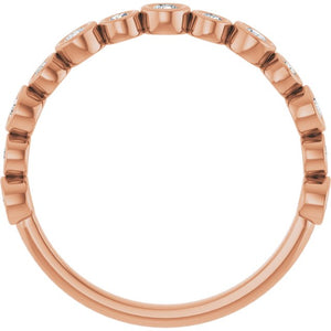 14K Rose Gold 1/2 CTW Diamond Anniversary Ring with Asscher Cut Stones