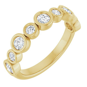 14K Rose Gold 1/2 CTW Diamond Anniversary Ring with Asscher Cut Stones