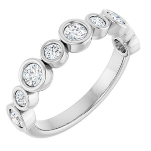 14K Rose Gold 1/2 CTW Diamond Anniversary Ring with Asscher Cut Stones