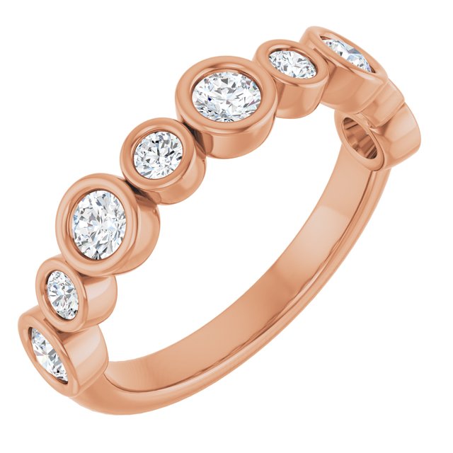 14K Rose Gold 1/2 CTW Asscher-Cut Natural Diamond Anniversary Ring