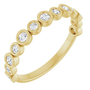 14K Rose Gold 1/2 CTW Diamond Anniversary Ring with Asscher Cut Stones