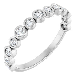 14K Rose Gold 1/2 CTW Diamond Anniversary Ring with Asscher Cut Stones