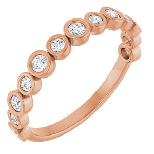 14K Rose Gold 1/2 CTW Diamond Anniversary Ring with Asscher Cut Stones